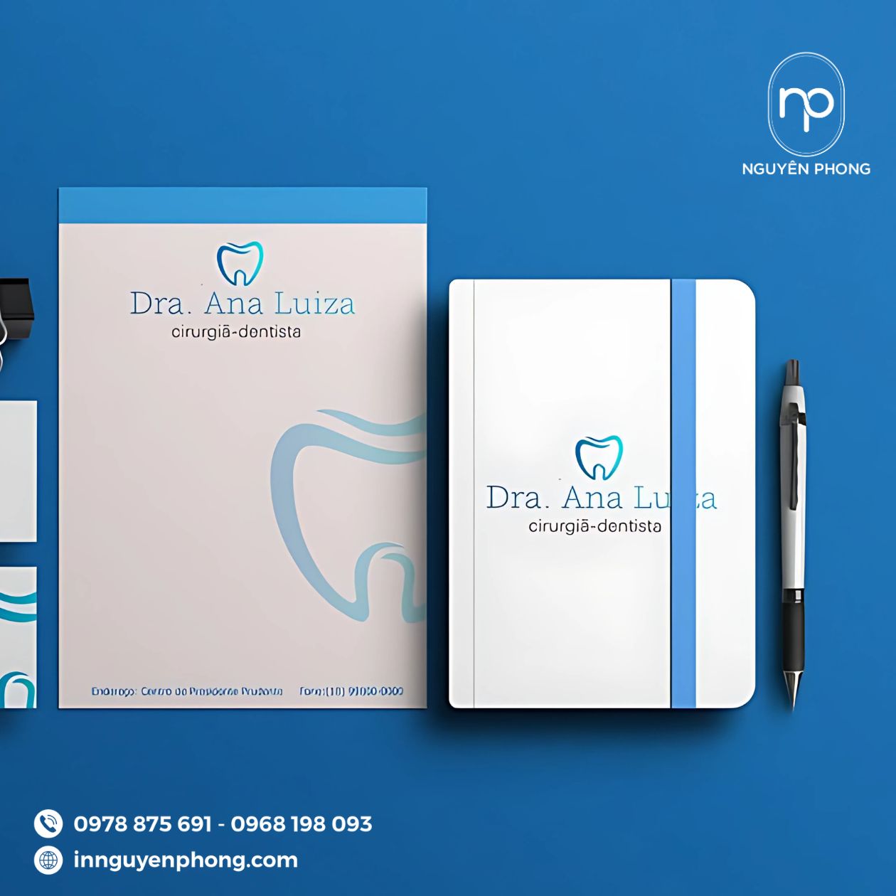 Mẫu thiết kế logo nha khoa in trên sổ tay và hồ sơ